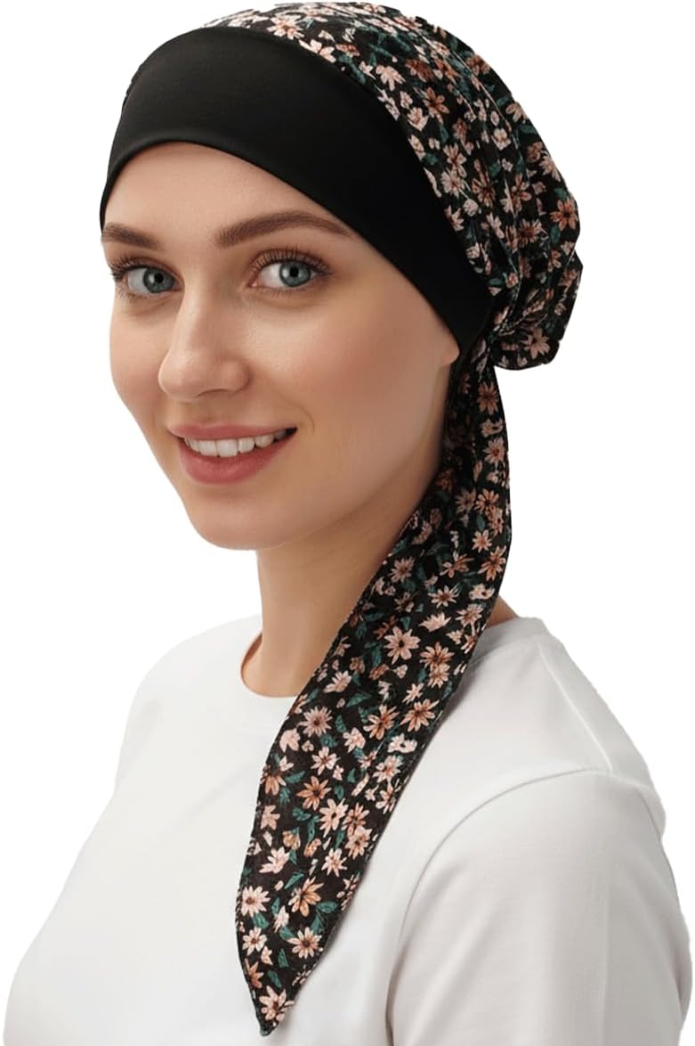 FADACHY Chemo Headwear for Women,Chemo Caps Lightweight for Summer with Head Scarf,Silky Soft Hair Turbans Fashion - Image 1